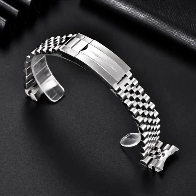 PAGANI DESIGN Original PD1661, PD1662.PD1651 Satch 316L Stainless Steel Strap Silver Solid Strap 20MM, Length 220MM enlarge