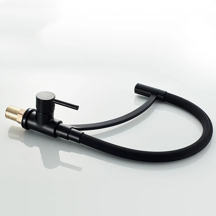 Черный медный кухонный кран может вращаться в горячей и холодной воде