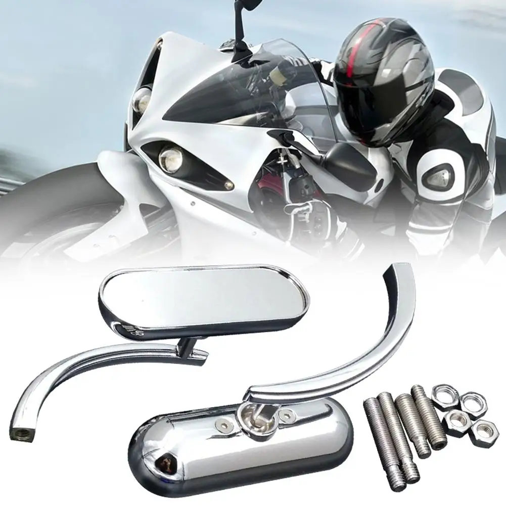 

Universal Mini Oval Motorcycle Left Right Rearview Side Mirrors Replacement