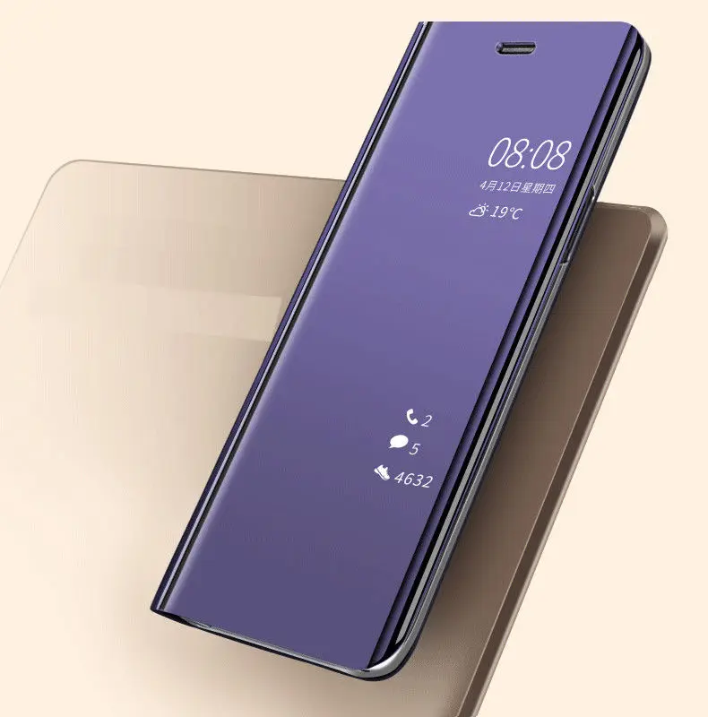 Фиолетовый UPaitou mi rror S вид смарт-чехол с откидной крышкой для Xiaomi mi 9 8 SE Pro исследовать 8X 9X A1 A2 Lite 5X 6X 5C mi x 2 3 крышка чехол - Цвет: Фиолетовый