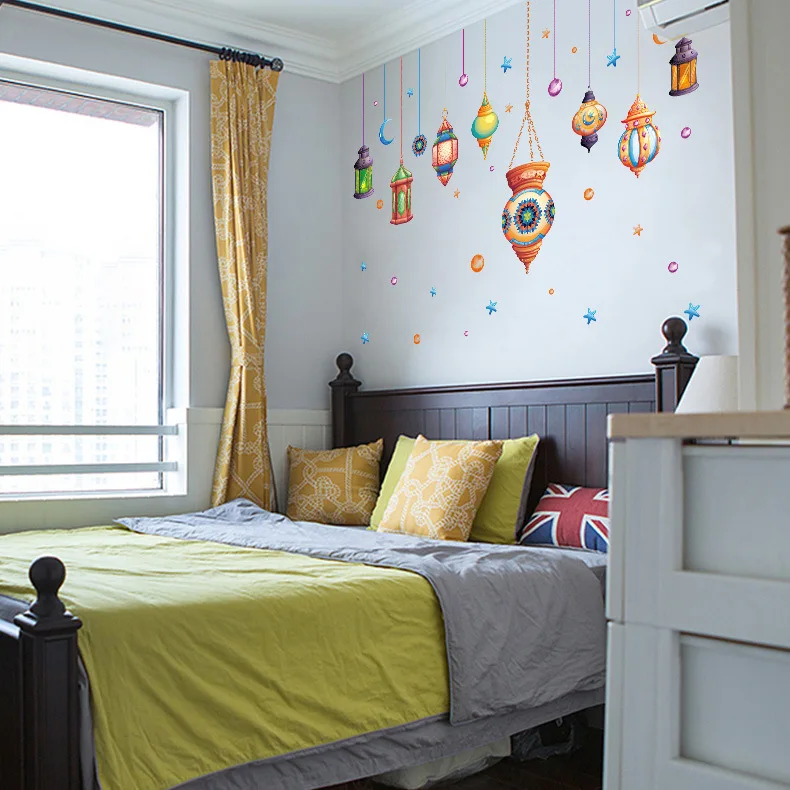 Яркая люстра спальня наклейки на стену лампочка домашний декор для