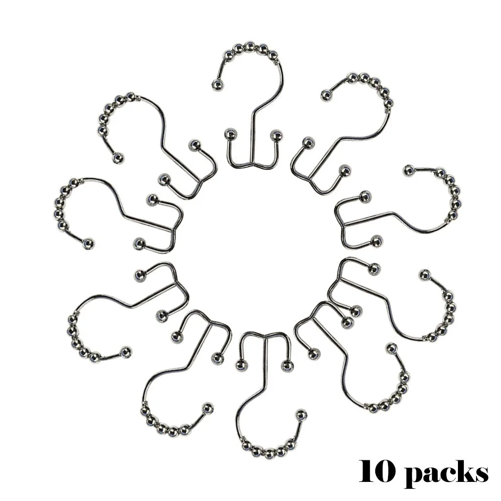 10 шт. крючки для ванной роллер ванны занавески душа s скользящие кольца