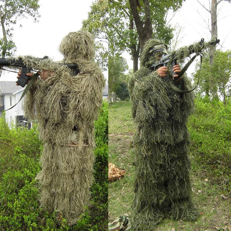 Woodland Clothes Adjustable Size Ghillie Suit For Hunting Army Military Tactical Sniper Set Kits