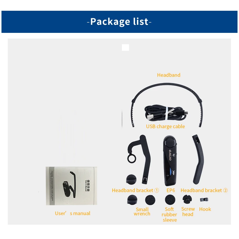 

Digital Video Camera 4K WiFi 1080P HD Camcorder EP6 EP5 Head Wear Mini Cameras Video APP Remote Control Built-in Microphone