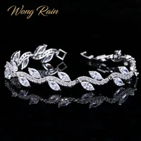 wong rain 100 925 sterling silver created moissanite gemstone bangle charm wedding plant bracelets women fine jewelry wholesale