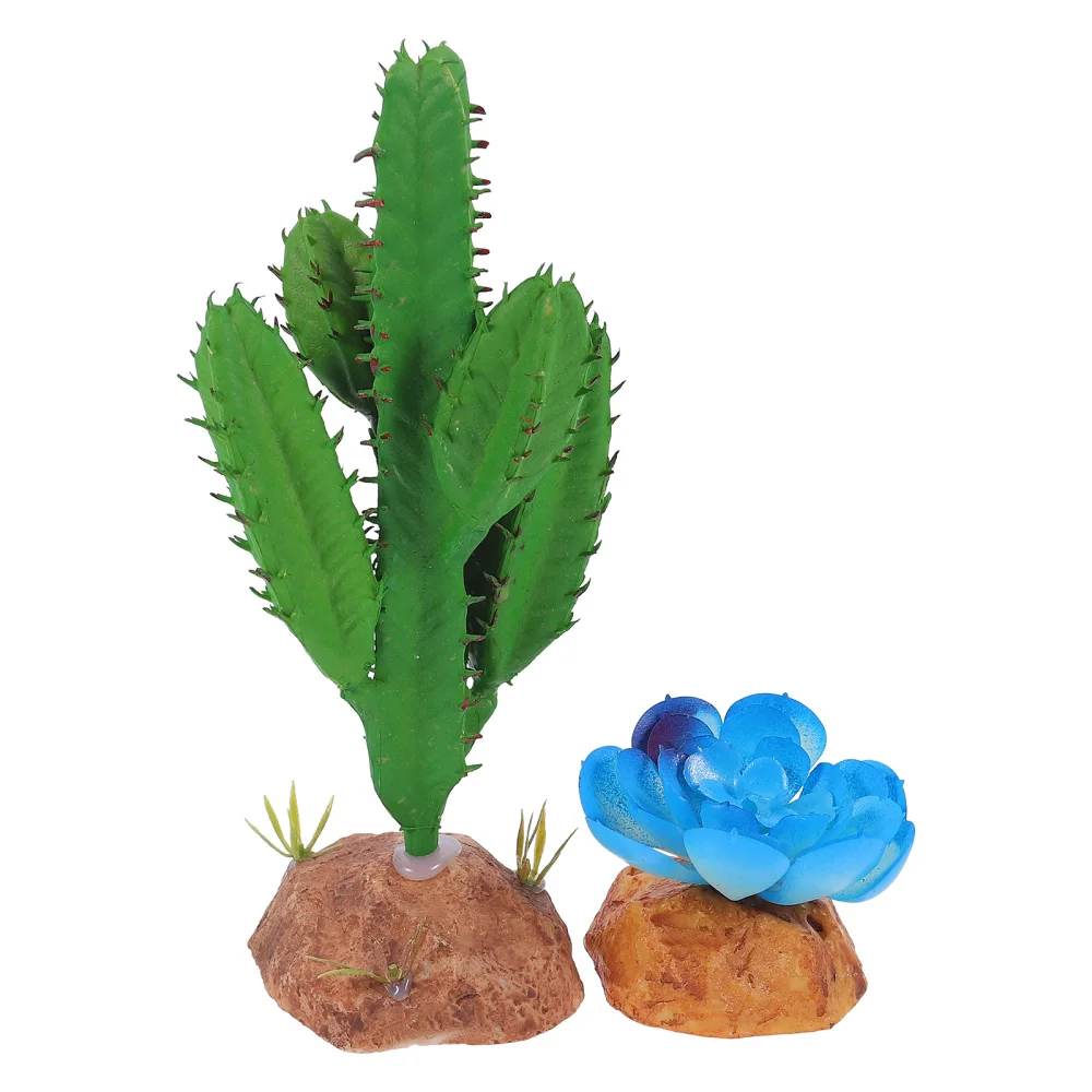 

2PCS Reptiles Box Simulated Plants Decor Landscaping Imitated Plants Ornament