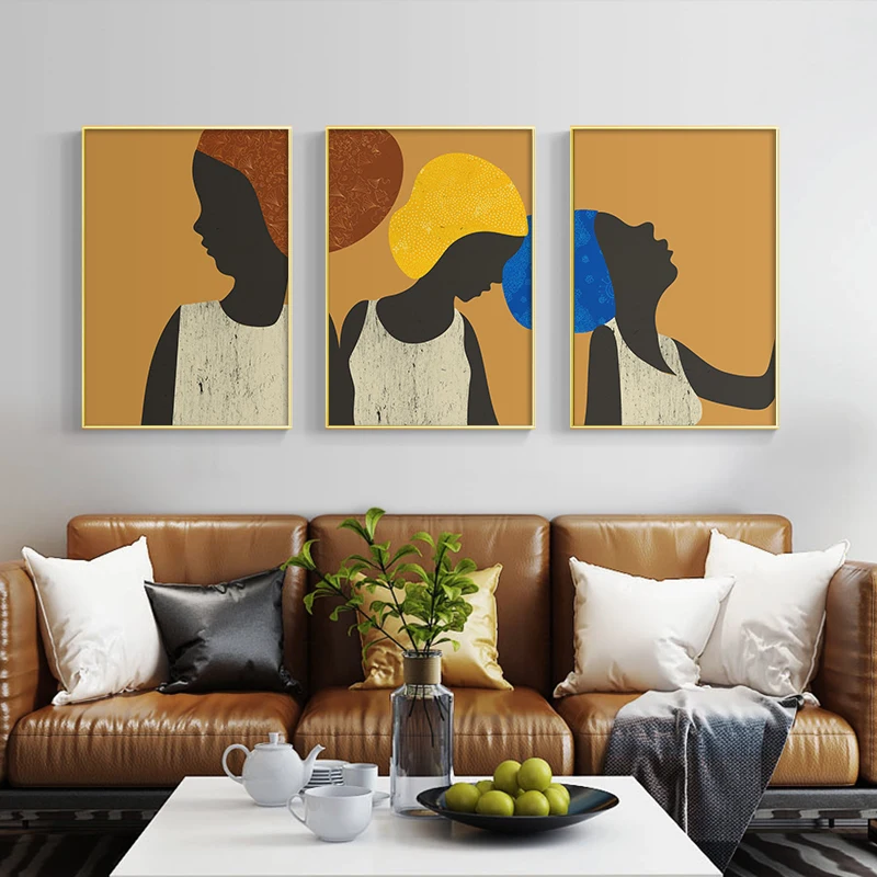 

Abstract African Woman Poster Minimalist Ethno Portrait Canvas Painting Prints Modern Collage Contemporary Wall Art Home Decor