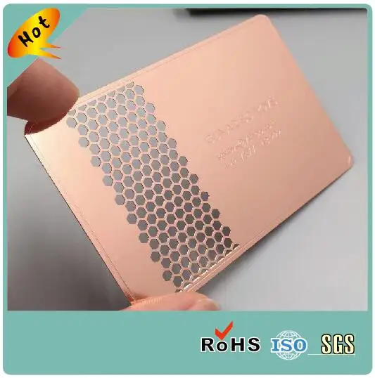 Hotsale 85*54mm engraved rose gold plated stainless steel metal business card