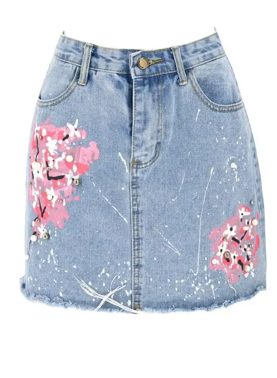 

Half-length skirt women short denim summer slim a-line