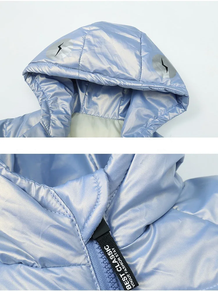 Пуховик для маленьких девочек зимняя одежда малышей блестящий пуховик мальчиков