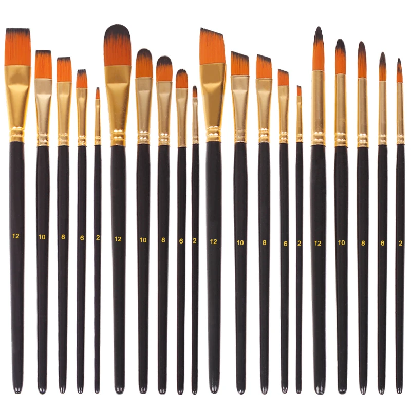 Ручка для рисования акварелью нейлоновая кисть 5 черных стандартов студенческие