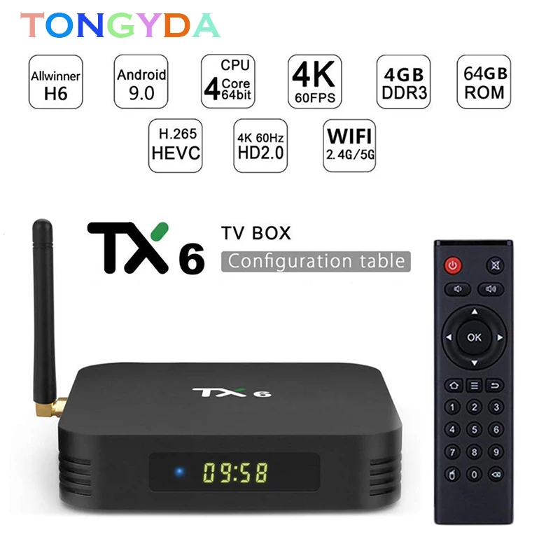 TX6 Allwinner H6 4 ГБ 32 64 Android 9 0 поддержка ТВ коробок 4K Двойной Wi Fi YouTube Netflix Smart tv box PK Tanix