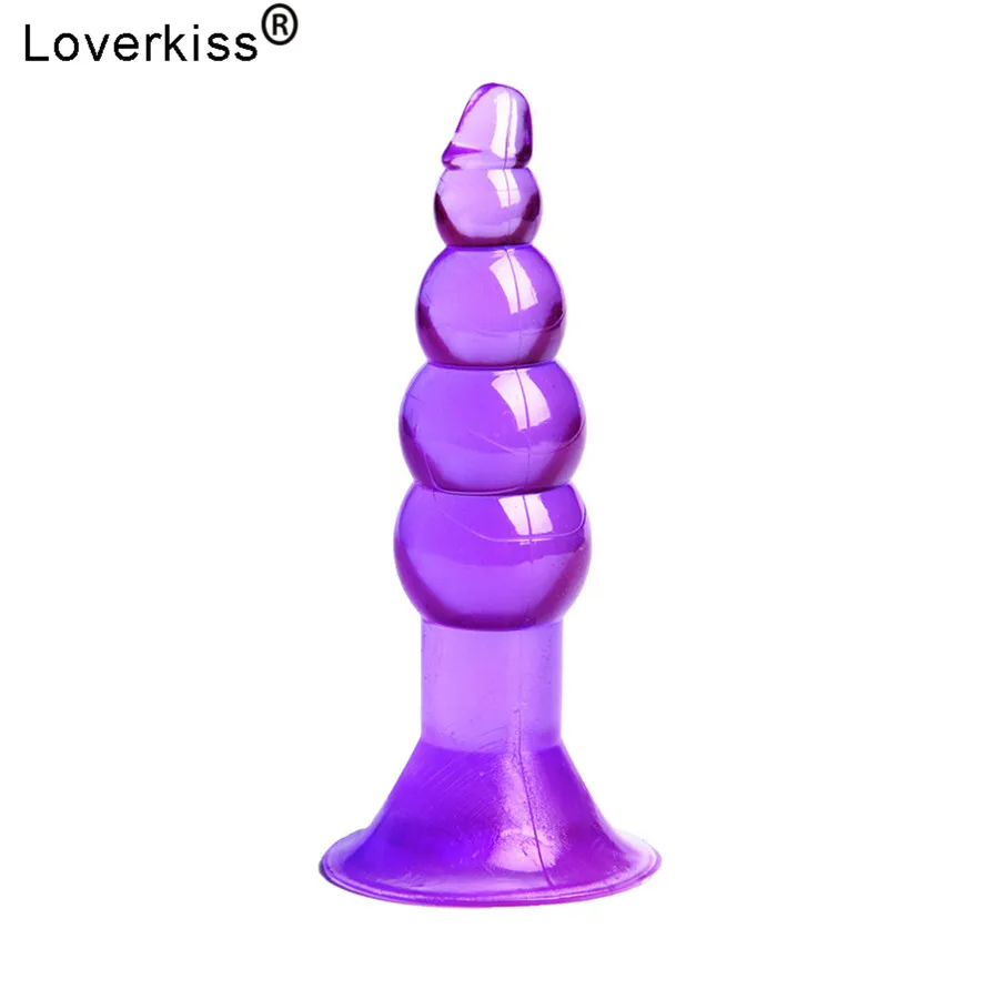 Анальная пробка Loverkiss мягкая Желейная с бусинами для точки G анальная