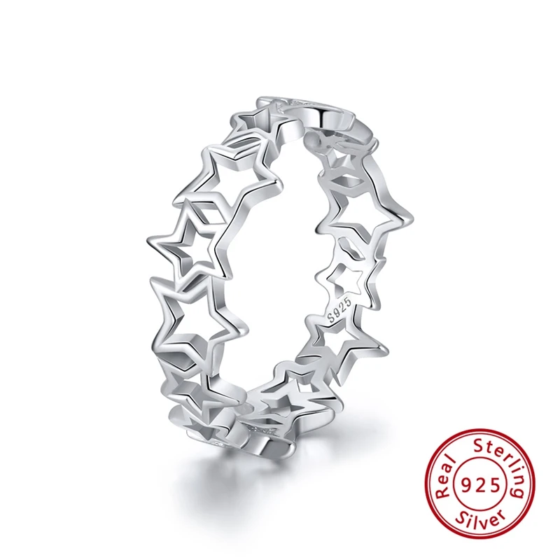 ORSA JEWELS 925 пробы серебряные кольца для женщин в форме симпатичной Звезды Полые Кольца Юбилей обручальное кольцо девушка ювелирные изделия подарок OSR103 - Цвет камня: OSR103