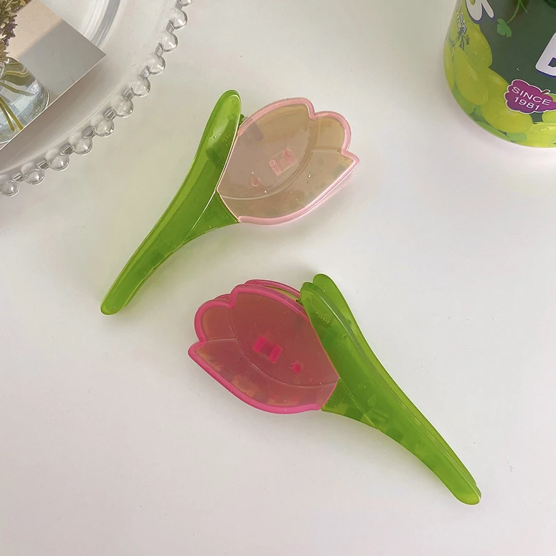 2022 New Design Colorful Acetic Tulip Hair Clip Claws Flower Hairpin For Women Makeup Bath Accessories Headwear |