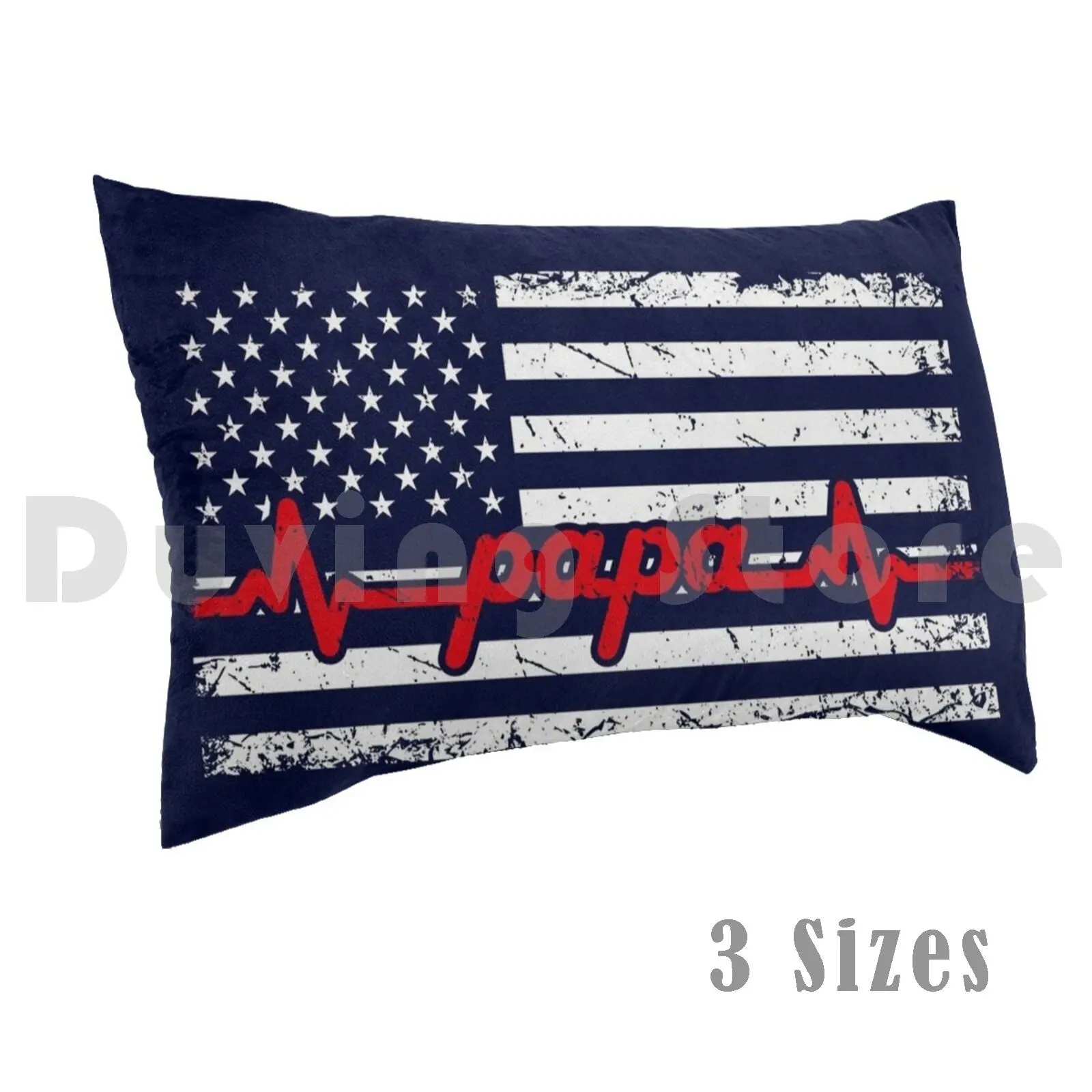 

Thin Red Line Firefighter Papa American Flag Ekg Heartbeat Pillow Case Printed 35x50 Firefighter Dad