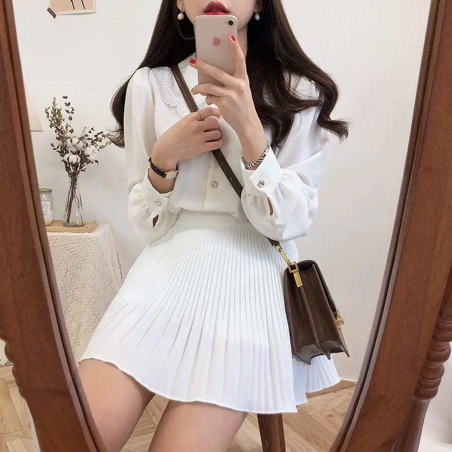 S XL новинка короткая юбка Корейская женская шифоновая с высокой талией для