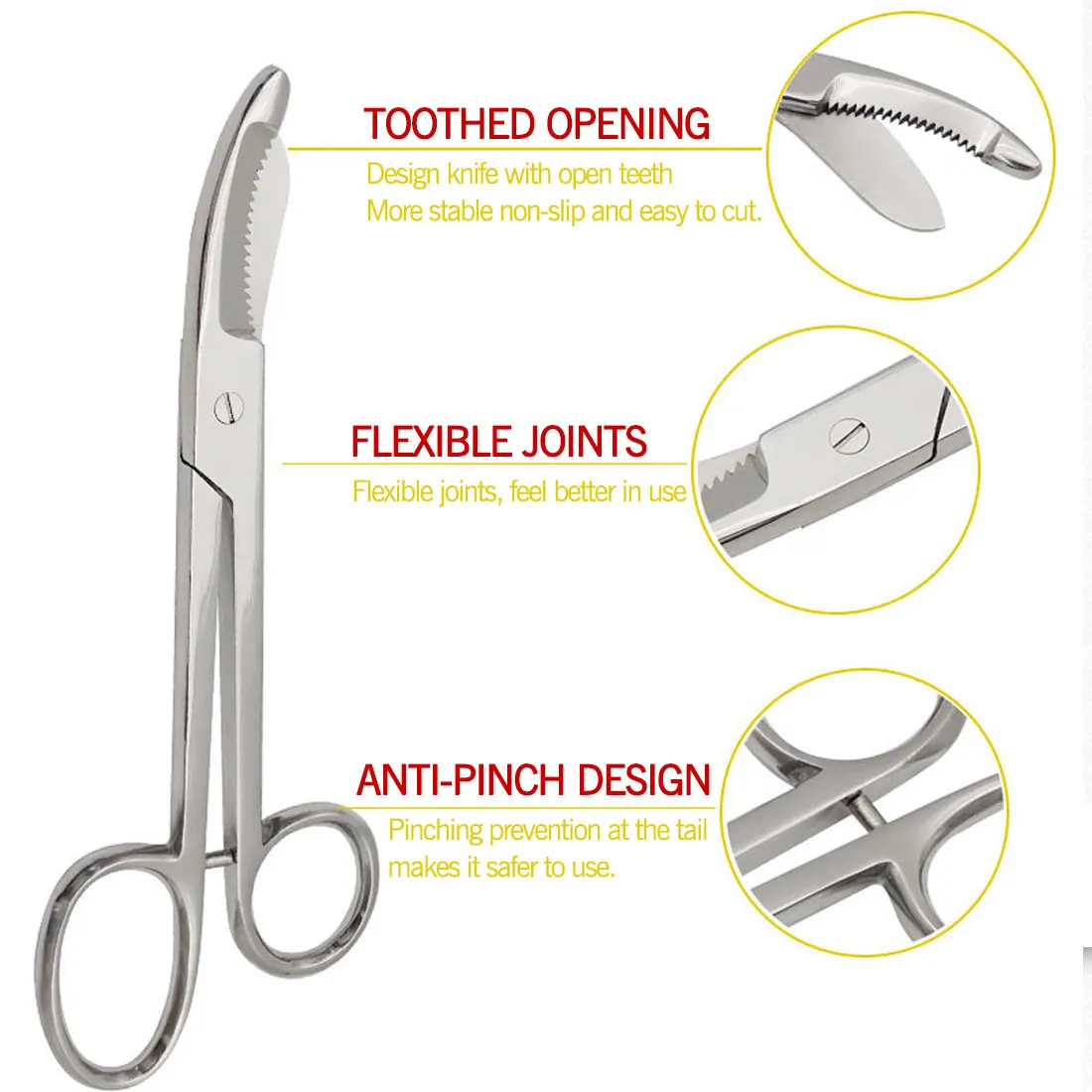 

Nursing Scissors Stainless Steel Bandage Cutter for Medical Home Use Scissors 14cm/18cm Household Emergency First Aid Shear