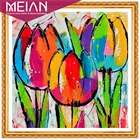 2020 картина с цветами Meian с бриллиантами, розовые тюльпаны, полная фотография, картина, наборы рисунков, мозаика