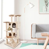 portable cat climbing ladder for small dog 52 solid cute sisal rope plush cat climb tree cat tower beige