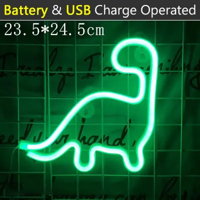 Красочный неоновый светильник Радужный Фламинго кактус Новинка USB/батарея неоновая лампа домашний Свадебный Рождественский Декор прикроватный светильник ing - Испускаемый цвет: Dinosaur