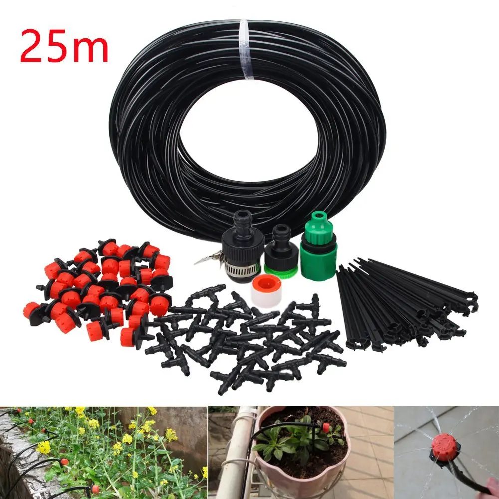 

25M Garden Drip Irrigation System Automatic Watering Garden Hose Micro Drip Watering Kits with Adjustable Drippers High Quality