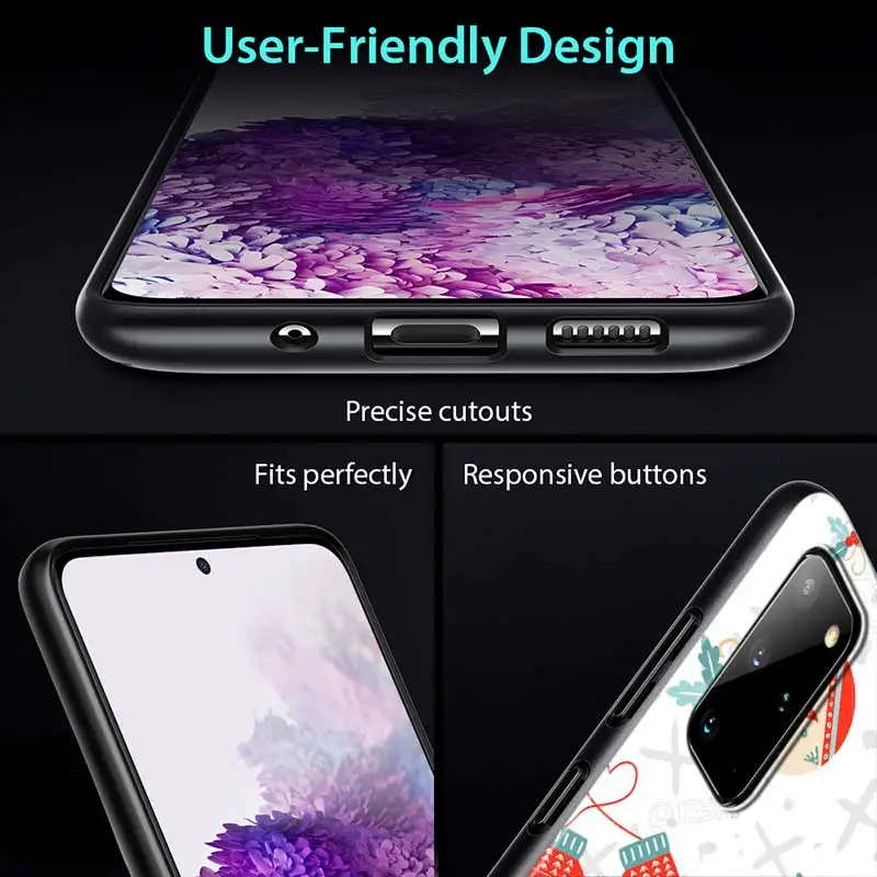 

Cartoon Merry Christmas For Samsung Galaxy Note 20 Ultra 10 9 8 S10 S10E S9 S8 S7 Plus Edge 5G Black Soft Phone Case