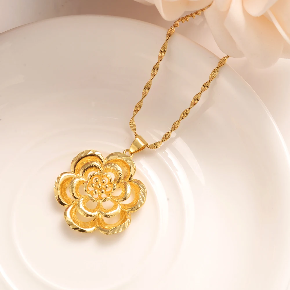 Золотые Дубай индийские наборы свадебных ювелирных изделий большой цветок