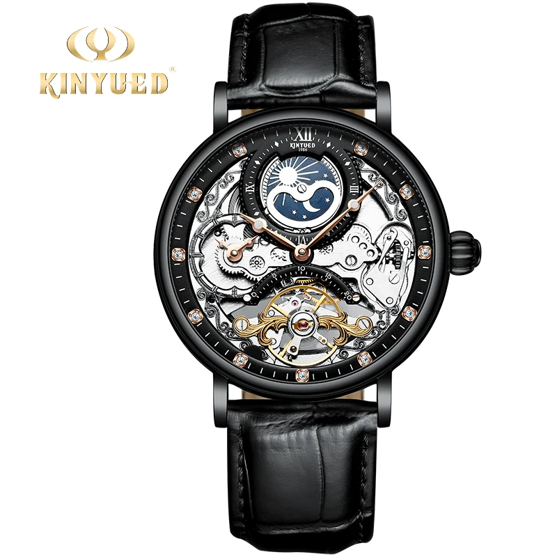 

KINYUED Top Brand Luxury Men Watches 2021 Automatic Mechanical Wristwatch Sports Moon Phase Watch Relogio Automatico Masculino