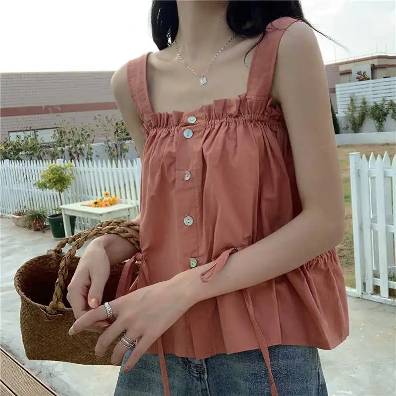 Милый мягкий маленький жилет на бретельках для девушек в японском стиле Женская