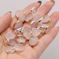 2pc natural stone quartzs pendants gold plated faceted crystal charms for jewelry making diy necklace earring reiki heal gifts