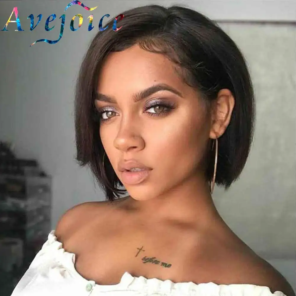 Avejoice короткий парик из человеческих волос с боковой частью для женщин 100%