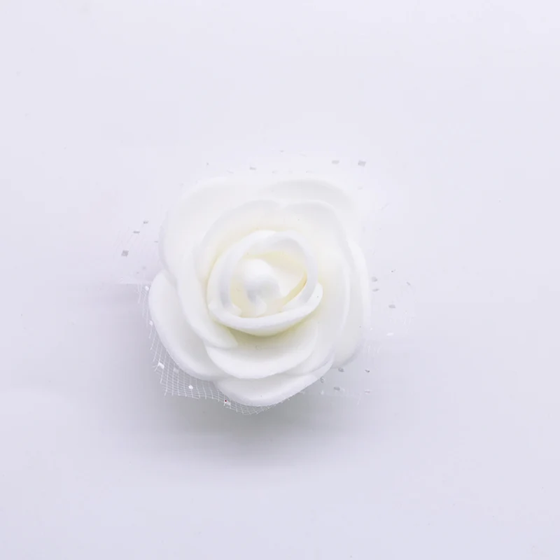 white 50 шт./лот 3,5 см мини ПЭ пены розы искусственные головки цветов для DIY венки Аксессуары свадебные украшения вечерние ручной работы - Цвет: white