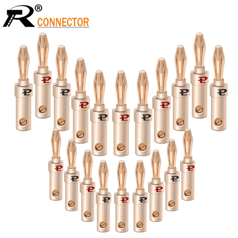 Adaptador de Banana Revestido de Cobre Adaptador Conversor para Amplificador de Fio de Alto-falante Hifi 24k com 100 Peças
