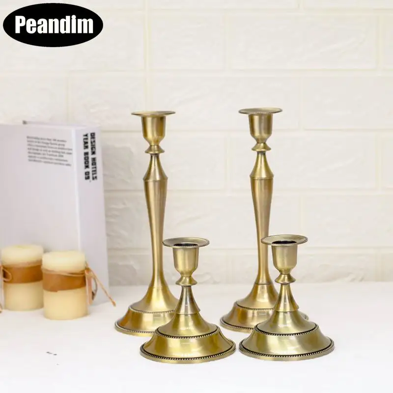 

PEANDIM Romantic Dinner Candle Holder Bronze Candelabra Europe Style Home Candle Holders Wedding Party Table Centerpiece Decor