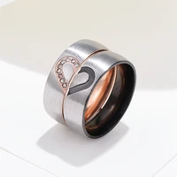 6mm stainless steel heart ring for wedding gold silver color couple rings new design romantic lover jewelry for gift wc022