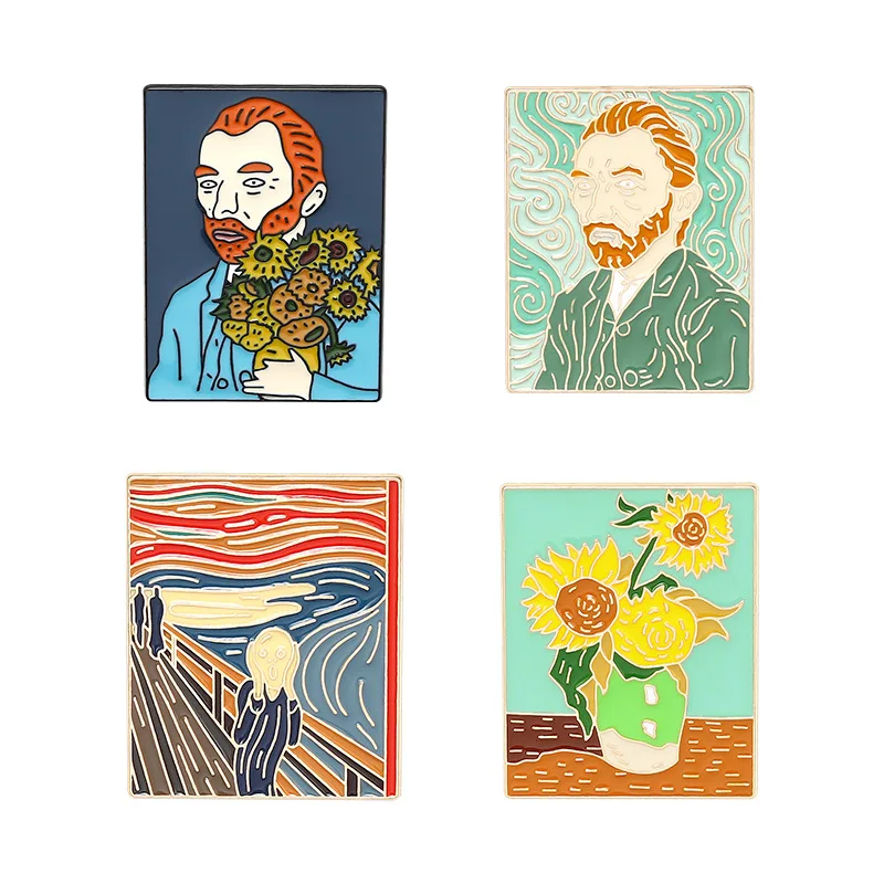 

Van Gogh Painting Enamel Badges Avatar Pins Brooches For Women Cute Decorative Pin Metal Art Brooch Anime Badges On Backpack