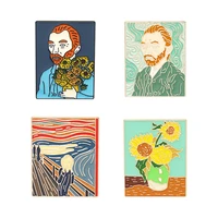 van gogh painting enamel badges avatar pins brooches for women cute decorative pin metal art brooch anime badges on backpack
