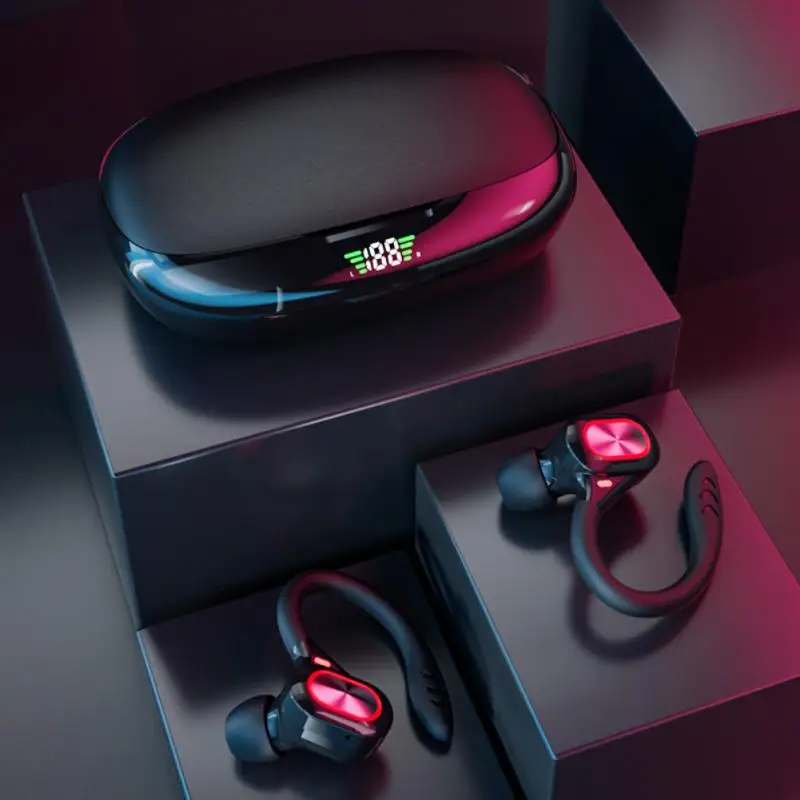 

Беспроводные наушники TWS с ИИ цифровым дисплеем, Bluetooth-гарнитура с сенсорным управлением, деловые наушники с ушным крючком, подходят для вож...