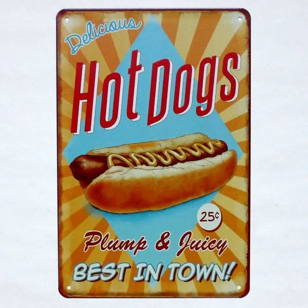 

Metal Tin Sign HOT DOGS BEST IN TOWN Decor Bar Pub Home Vintage Retro Poster Plates Home Decoration Accessories Modern
