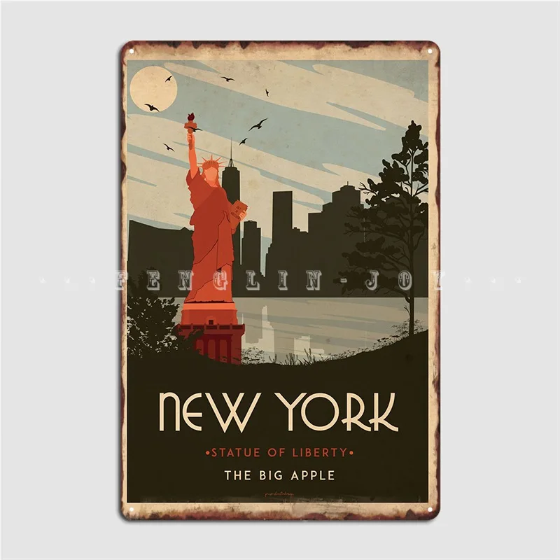 

New York Art Deco Metal Sign Club Party Club Bar Printing Painting Décor Tin Sign Poster