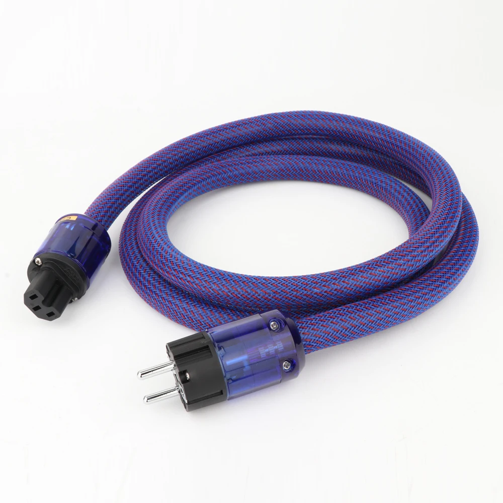 

High Quality 8N Copper EU AC Mains Power Cable Hifi Audio Schuko Power Cord with Rhodium Plated Power Connector Adapter