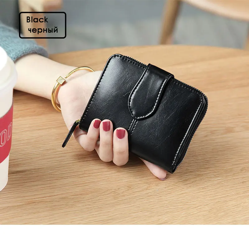 Billfold масло воск натуральная кожаные кошельки для женщин короткий мини-кошелек для клатча Soild монета Карманный с отделениями для карт держатель воловья сумка