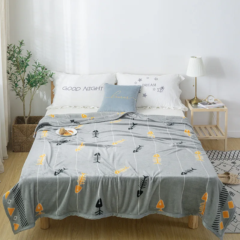 

Flannel Blanket Coral Fleece Blanket Thicken Sheet Cover Blanket Air Conditioning Office Nap Blanket