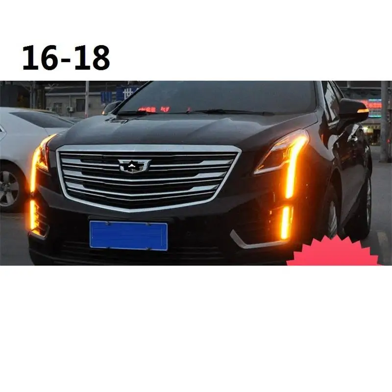 Drl авто автомобили дневные светодиодные ходовые боковые поворотники автомобиля освещение фары передние противотуманные фары 16 17 18 для Cadillac XT5