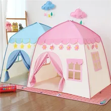 1.3M Portable Childrens Tent Wigwam Folding Kids Tents Tipi Baby Play House Large Girls Pink Princess Castle Child Room Decor