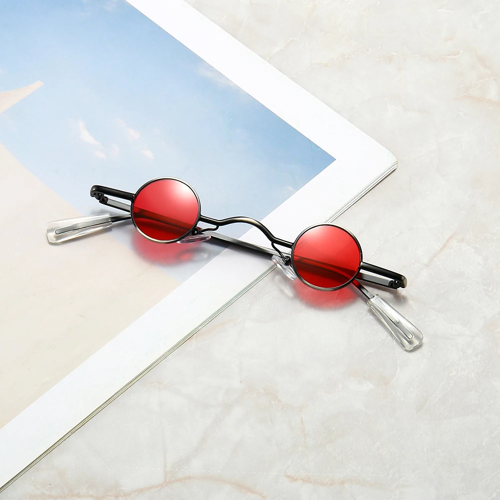 

Men’s metal frame small round sun glasses goggles mini retro sunglasses round car accessories