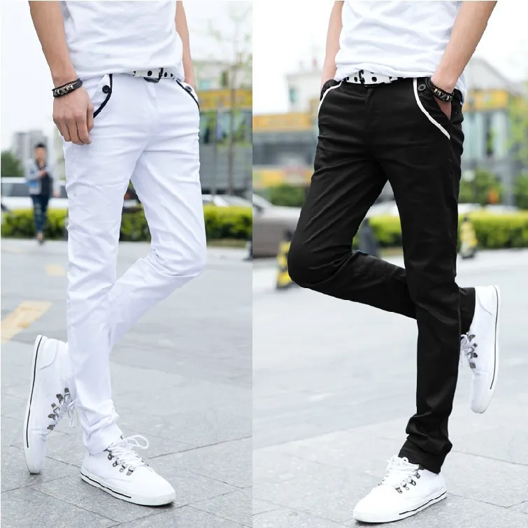 

Spring and Autumn Thin Elastic Men Show Thin Trousers Long Men's Casual Pants Students Korean Version of White Small Leg Pants