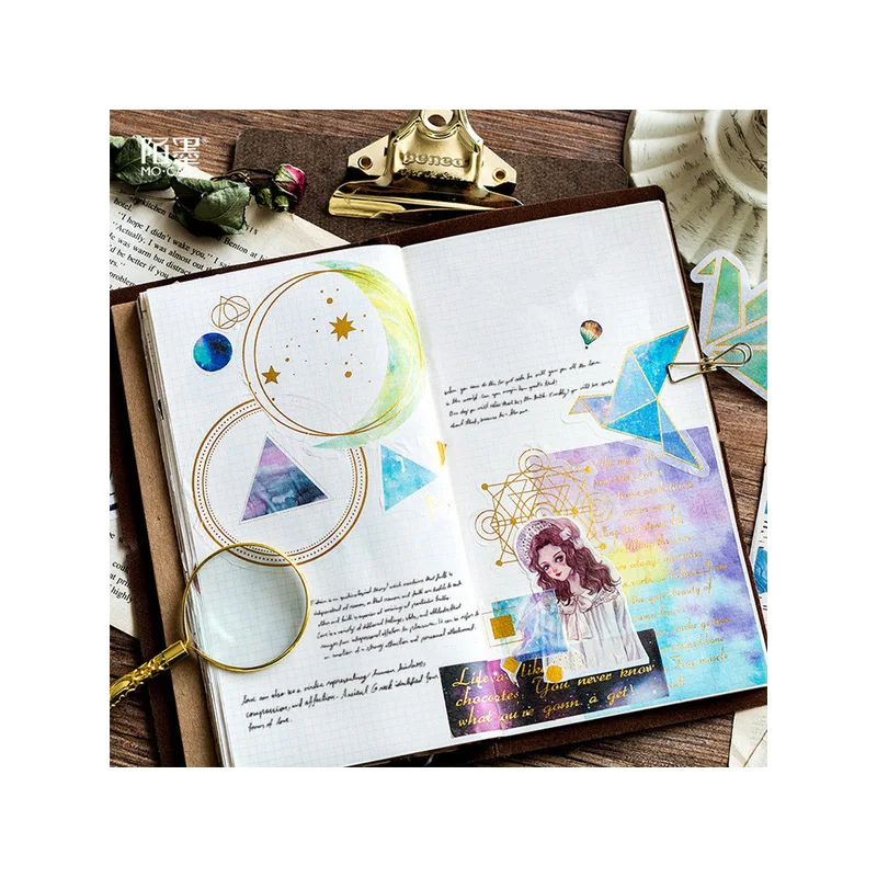 

60Pcs/Pack Of Bronzing And Paper Last Night's Star Hand Account Cute Photo Album DIY Decorative Stationery Kawaii Stickers