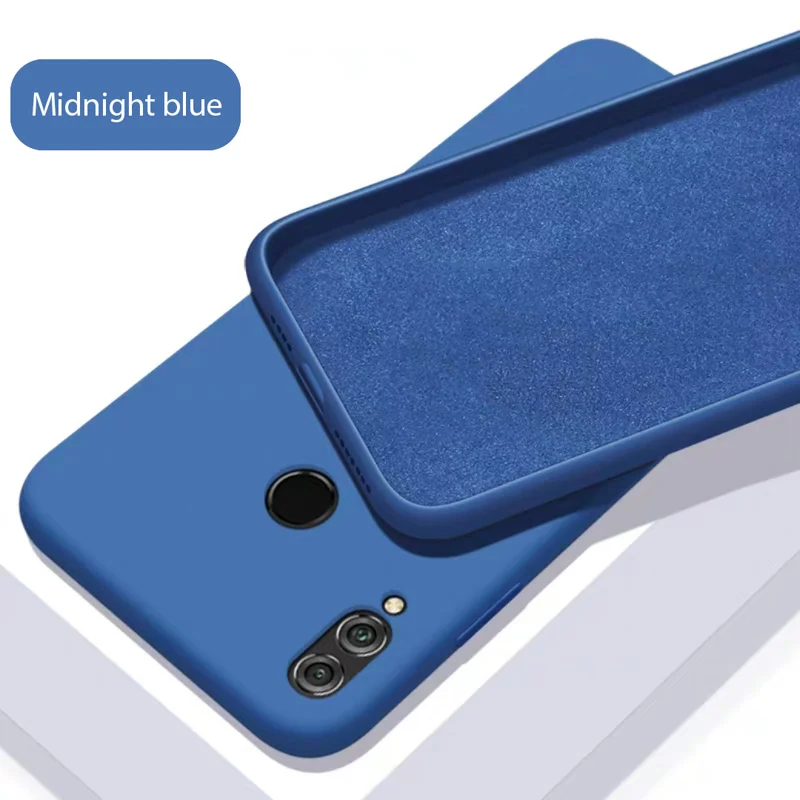 Midnight Blue Жидкий силиконовый чехол для huawei смартфона Honor 8X10 9 9X играть 20 P30 P20 Lite P10 рlus Nova 3i 3 5 Pro 5i Y9 Prime Коврики 30 крышка - Цвет: Midnight Blue